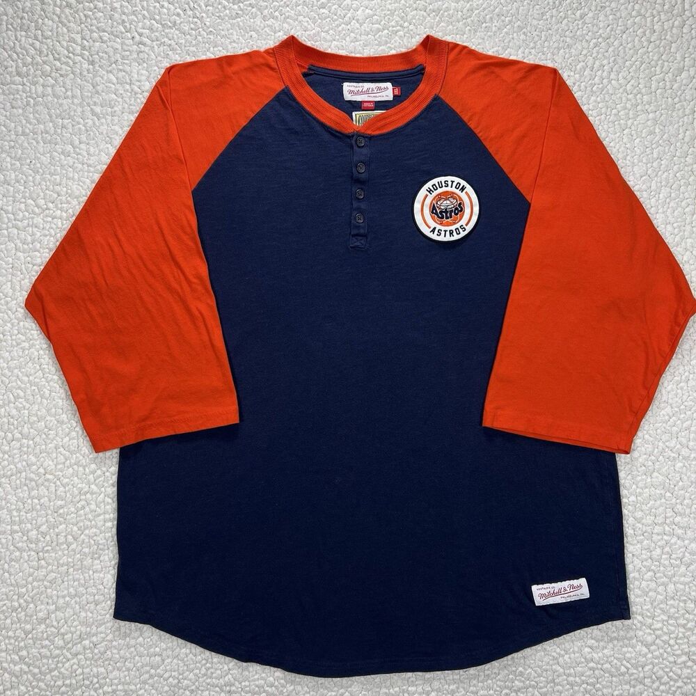 Mitchell & Ness Houston Astros Henley‎ 3/4 Sleeve Men’s 3XL Baseball Sportswear